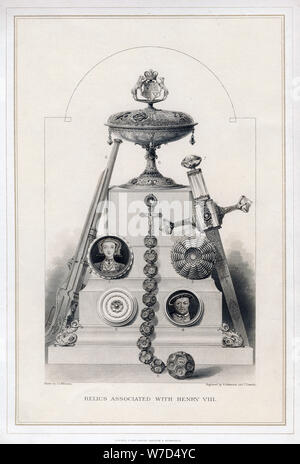 Relics associated with Henry VIII, (19th century).Artist: R Anderson Stock Photo