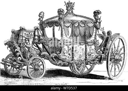 Royal gold state coach, 19th century. Artist: Unknown Stock Photo