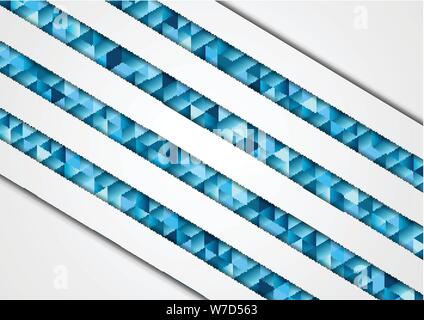 Blue and grey abstract tech low poly mosaic corporate background. Triangles polygonal shapes vector design Stock Vector