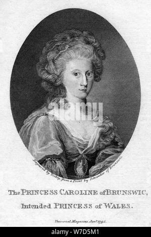 Caroline of Brunswick, Queen Consort of King George IV, 1795.Artist: Tookey Stock Photo