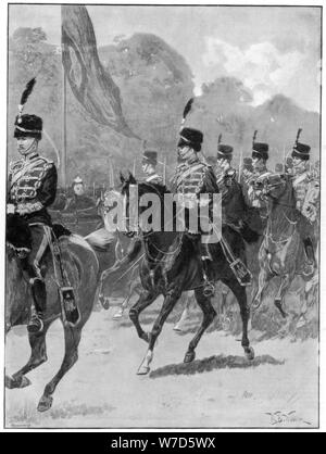 Review of the 1st Yeomanry Brigade by the queen in Windsor Park, 1894.Artist: William Barnes Wollen Stock Photo