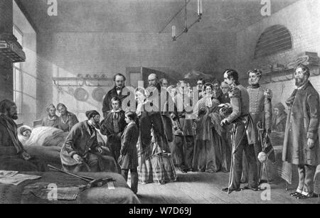 Queen Victoria (1819-1901) visiting wounded soldiers, 19th century. Artist: Unknown Stock Photo