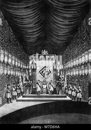 King George IV lying in state in Windsor Castle, 1830. Artist: Unknown Stock Photo