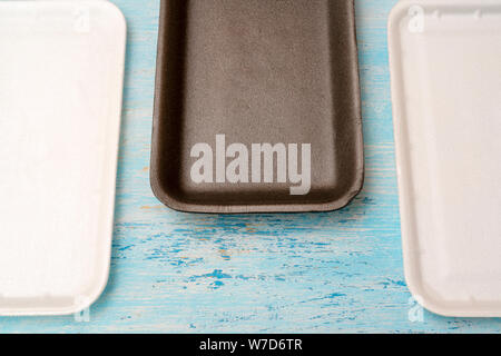 Styrofoam food tray for packaging and trade. Stock Photo
