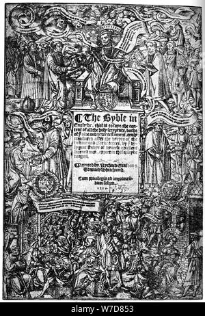 Title page of the Great Bible, 1539, (1893). Artist: Unknown Stock Photo