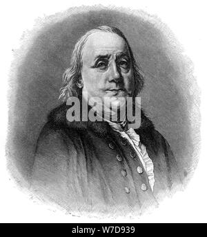 Benjamin Franklin, 18th century American scientist, inventor and statesman, (1901). Artist: Unknown Stock Photo