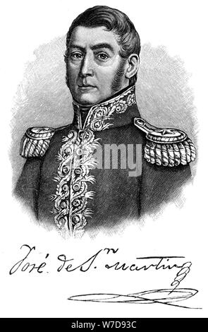 Jose de San Martin, 19th century Argentine general and independence leader, (1901). Artist: Unknown Stock Photo