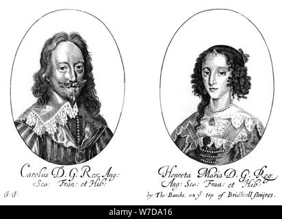 King Charles I (1600-1649) and Queen Henrietta Maria (1609-1669). Artist: Unknown Stock Photo