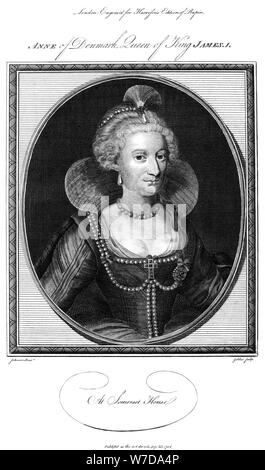 Anne of Denmark (1574-1619), queen consort of King James I, 1786.Artist: John Goldar Stock Photo
