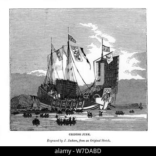 Chinese Junk, 1843. Artist: J Jackson Stock Photo