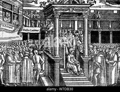 'Latimer Preaching Before King Edward VI', c1550 (c1920). Artist: Unknown Stock Photo