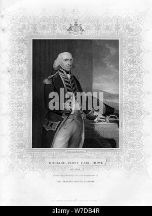 Richard Howe (1726-1799), 1st Earl Howe, English admiral, 19th century.Artist: H Robinson Stock Photo