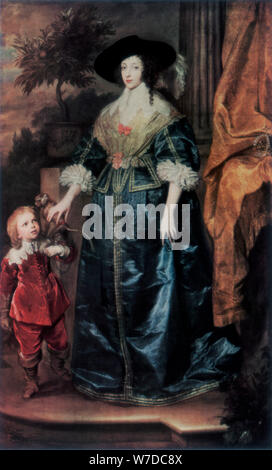 'Queen Henrietta Maria and her dwarf Sir Jeffrey Hudson', c1633, (1927). Artist: Anthony van Dyck Stock Photo