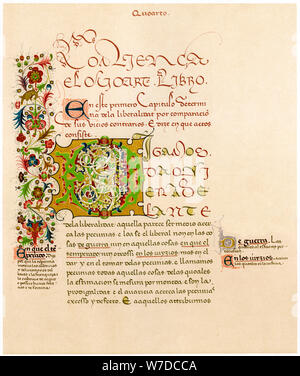 Illuminated letter 'D', 15th century. Artist: Unknown Stock Photo