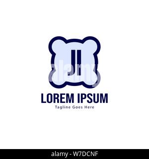 Initial JI logo template with modern frame. Minimalist JI letter logo vector illustration design Stock Vector