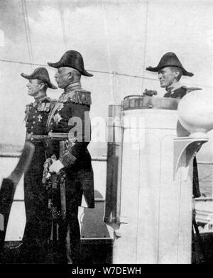 The Duke of Connaught with Commodores Keppel and Crampton, 1907 (1908).Artist: Queen Alexandra Stock Photo