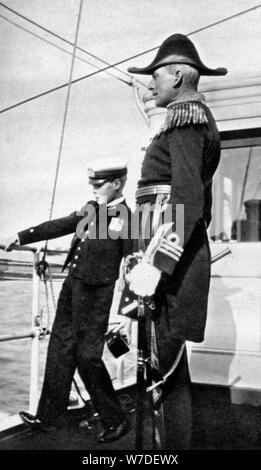 Prince Edward (1894-1972), the future King Edward VIII, with Sir Charles Cust, 1908. Creator: Queen Alexandra. Stock Photo