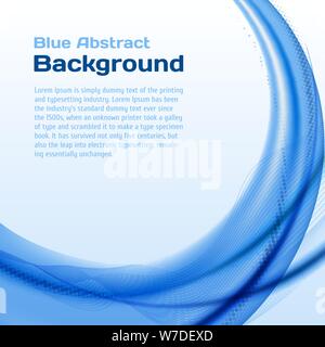 Blue wave background with halftone. Stock Vector