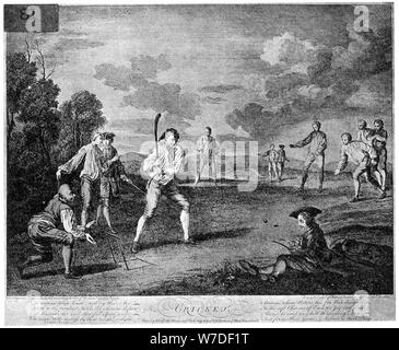 Cricket in 1743 (1912). Artist: Unknown Stock Photo