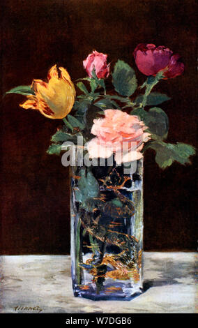 Still life with roses and tulips in a dragon vase, 1882 (1931).Artist: Edouard Manet Stock Photo