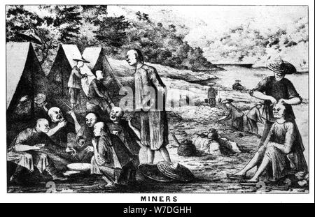 Californian gold miners, 19th century (1937).Artist: Britton & Rey Stock Photo