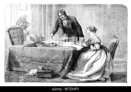 Lord Melbourne (1779-1848) instructing a young Queen Victoria 1819-1901), 1837 (c1895). Artist: Unknown Stock Photo