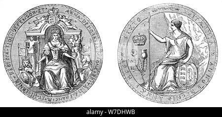 Great Seal of Queen Ann, after the union of England and Scotland, 1707, (19th century). Artist: Unknown