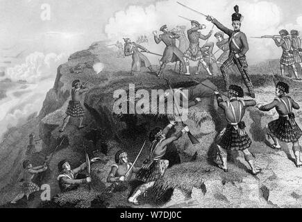 The Highlanders attacking the Russian redoubt, Battle of the Alma, 1854, (1857). Artist: DJ Pound Stock Photo