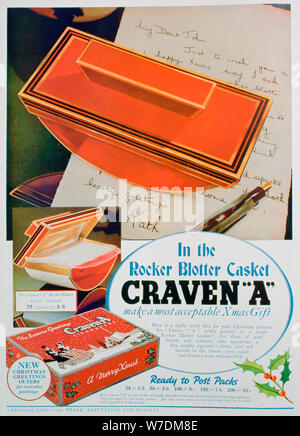 Advert for Craven 'A' cigarettes, 1936. Artist: Unknown Stock Photo