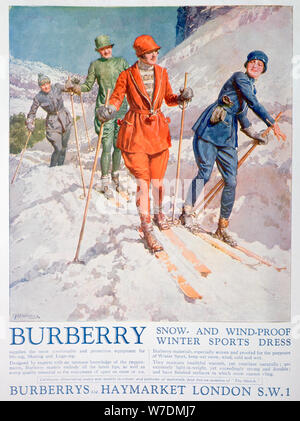 navy blue dress for baby girl Advert for Burberry winter sports dress, 1927. Artist: Unknown Stock Photo