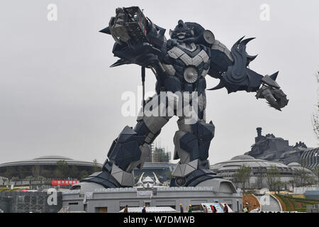 A giant model of a Transformer is on display at the construction site of  the virtual-reality theme park, East Valley of Science and Fantasy,  projected Stock Photo - Alamy
