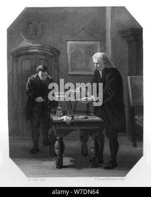 Pieter van Musschenbroek and Andreas Cunaeus, Dutch scientists, c1870. Artist: CL van Kesteren Stock Photo