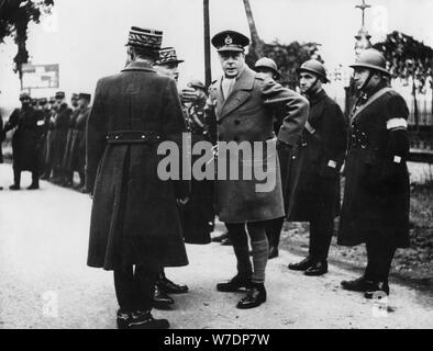 The Duke of Windsor reviewing French troops, France, 31st October 1939. Artist: Unknown Stock Photo