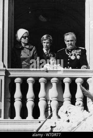 Members of the Royal Family of Monaco, Prince's Palace balcony, 1971. Artist: Unknown