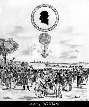 'Blanchard's Balloon', 1790 (1912). Artist: Unknown Stock Photo