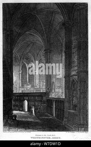 Entrance to the south aisle, Westminster Abbey, London, 1816.Artist: Sands Stock Photo