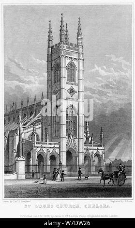 St Luke's Church, Chelsea, London, 1828.Artist: S Lacey Stock Photo