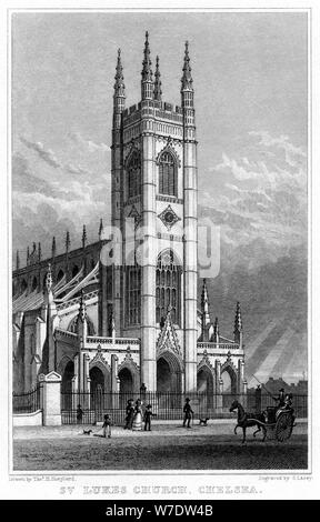 St Luke's Church, Chelsea, London, 1828.Artist: S Lacey Stock Photo