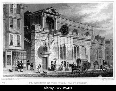 Church of St Dunstan in the West, Fleet Street, City of London, 1816.Artist: JB Allen