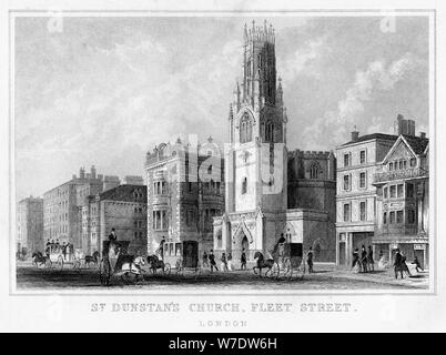 St Dunstan's Church, Fleet Street, City of London, 19th century. Artist: Unknown