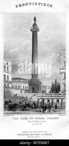 The Duke of York's Column from St James's Park, Westminster, London, 19th century. Artist: Unknown Stock Photo