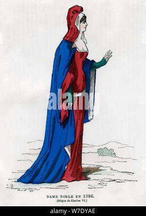 Noblewoman of the time of Charles VI of France, 1386 (1882-1884). Artist: Petit Stock Photo