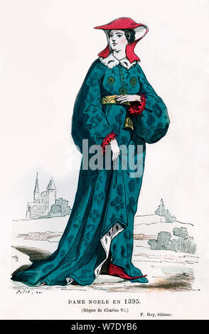 Noblewoman of the time of Charles VI of France, 1395 (1882-1884). Artist: Petit Stock Photo