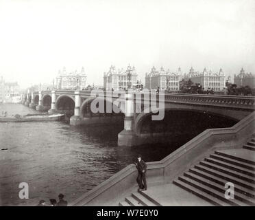 Westminster Bridge and St Thomas's Hospital, London, 1887. Artist: Unknown Stock Photo