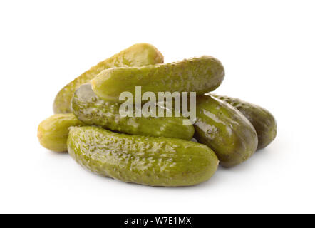 Group of pickled cucumbers isolated on white Stock Photo