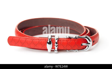 Red women thin belt isolated on white Stock Photo
