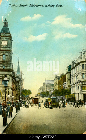 Collins Street, looking east, Melbourne, Victoria, Australia, c1900s(?). Artist: Unknown Stock Photo