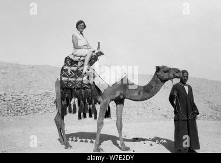 Woman on a camel tour, Egypt, c1920s-c1930s(?). Artist: Unknown Stock Photo