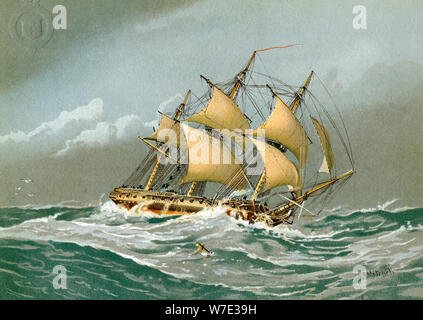28-Gun Frigate Full Rigged Ship with 3 Masts and Interior 6149 teile
