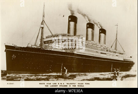 RMS Majestic White Star ocean liner. From The Romance of the Merchant ...